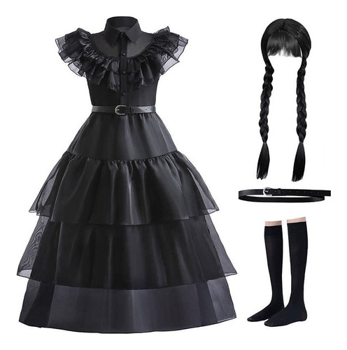 Halloween Disfraz De Wednesday Merlina Addams Para Niñas 19i