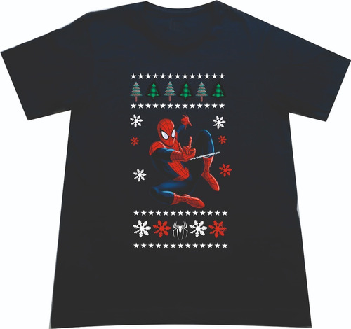 Camisetas Navideñas Navidad Spiderman Hombre Araña Marvel M2