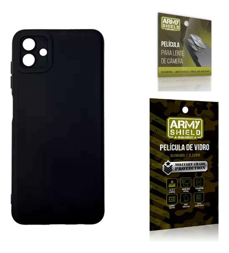 Capa Preta Galaxy A04 + Película 3d + Película De Câmera