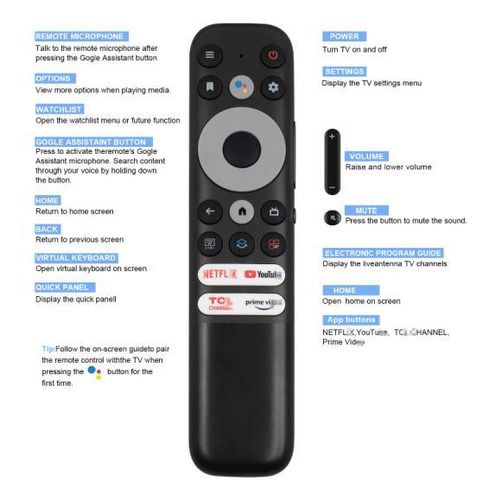 Control Remoto Para Tcl Con Voz Mini Led/qled/4k/uhd/smartv