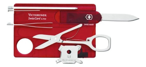 Cortador de canetas vermelhas Victorinox Swiss Card Lite com 13 ferramentas