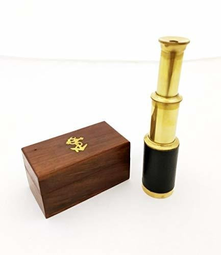 Telescopio De Latón De Mano De 6 Con Caja De Madera -