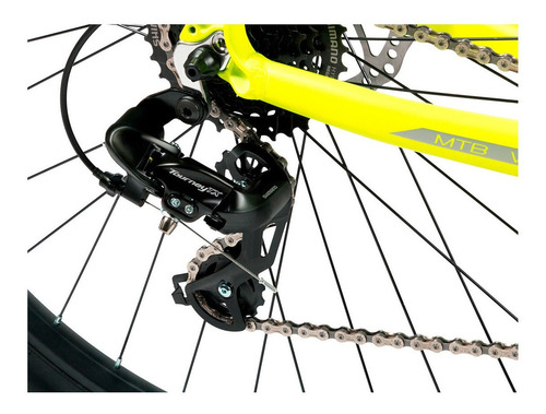 Imagen 4 de 5 de Mountain bike TopMega Thor R29 S 24v frenos de disco mecánico cambios Shimano Tourney TX y Shimano Tourney TY700 D/Tiro Index color amarillo