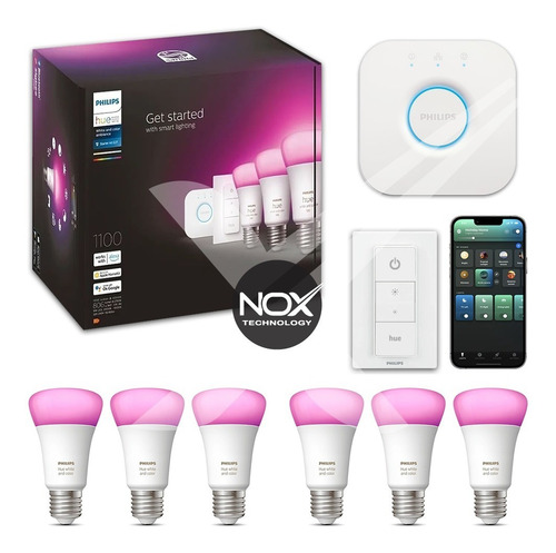 Imagen 1 de 10 de Kit De Inicio Philips Hue White Color Luz Color + 3 Lámparas