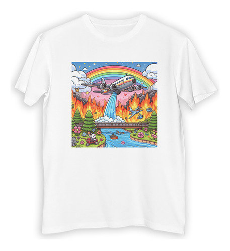 Remera Niño Avion Apagando Incendio Bosque Rainbow