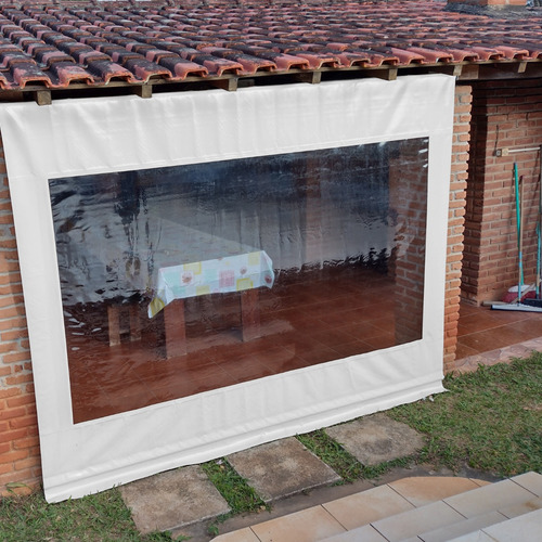 Toldo Retrátil Completo Com Tubos - Sob Medida 3,10 X 2,50 Cor branco com visor