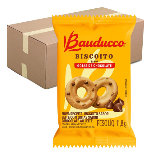 Biscoito Amanteigado Gotas De Chocolate Bauducco - 60 Sachês