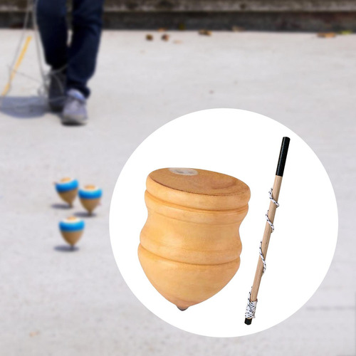 V Trompos De Madera Clásicos Sin Pintar, Peonzas 10 Pulgadas