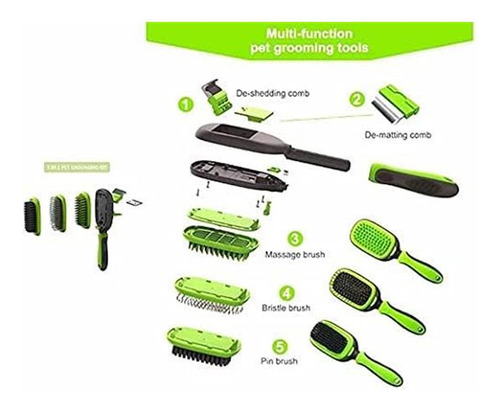 Sniffr Pet Grooming Brush 5 En 1 Kit De Masaje De Mascotas Y