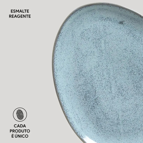 Jogo com 6 Pratos de Sobremesa Oval Orgânico Breeze 22,5x16,5x2,5 cm Porto Brasil