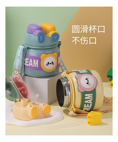 Taza Termo Para Niños Con Pajita De Acero Inoxidable 316