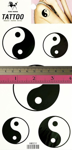 Yin Yang Tatuajes Temporales Tatuaje Impermeable Falso Para