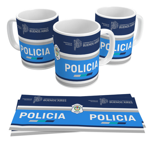 Taza Policia De La Provincia De Buenos Aires Argentina Blanco Policia 03