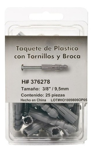 Broca Concreto 3/8 + 25 Juegos De Taquete Y Tornillo