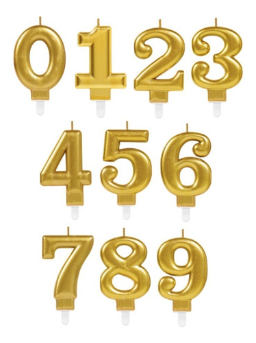 2pz Vela Velita Numero Numerica # Oro Dorado Col Metalico Am