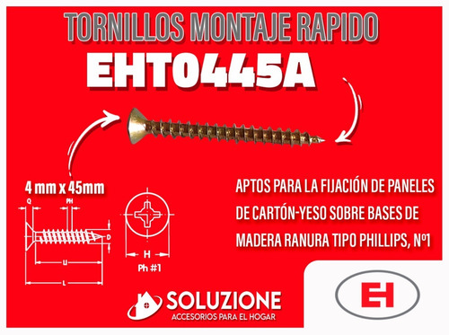 Imagen 6 de 10 de Tornillos 4mm X 45mm X 400unid Eurohard Amarillo Premium