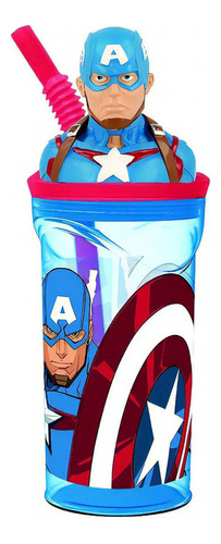 Vaso Sorbete Con Figura 3d En La Tapa Cresko Color Capitan America