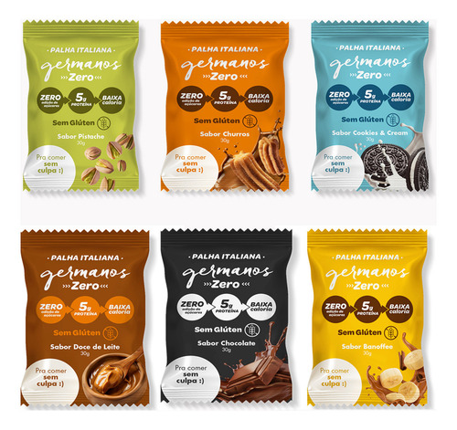 Kit 6 Un Palha Italiana Zero Açúcar 30g Whey - Germanos
