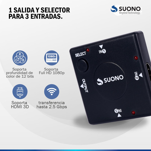 Adaptador Hdmi Switch 1 Salida 3 Entradas