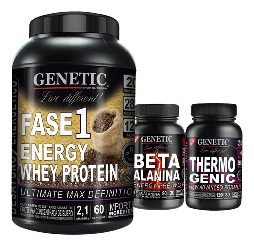 Masa Muscular Magra Fase 1 Beta Alanina Thermogenic Genetic Sabor Café