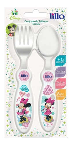 Conjunto Talheres Garfo E Colher - Minnie - Disney Lillo Do 