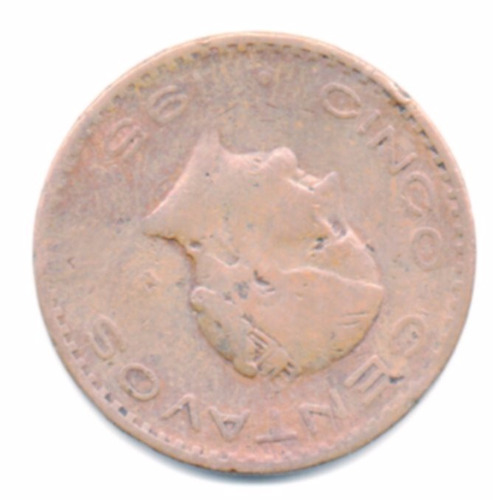 Moneda Antigua Cinco Centavos Cobre Josefa Grande 1951 A1 51