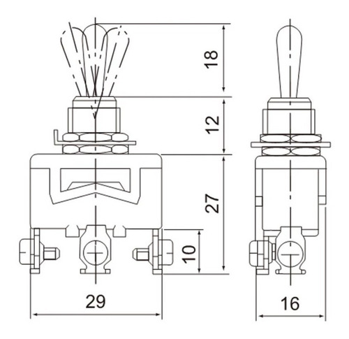 Imagen 4 de 4 de Interruptor Cola De Rata 1p+2t On-off-on Inest. C5r13b Cntd