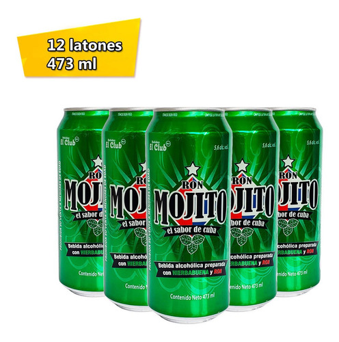 Pack 12 Latas Ron Mojito Bebida Preparada Latón 473 Ml