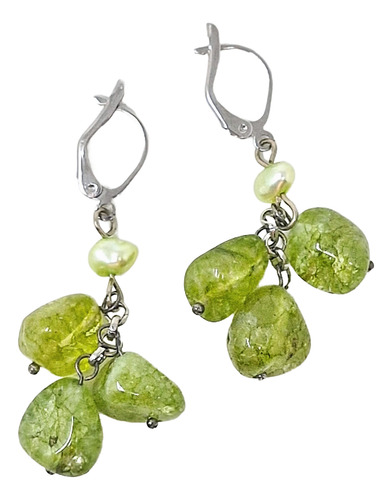 Aros De Piedras Naturales Citrino Con Perlas De Rio