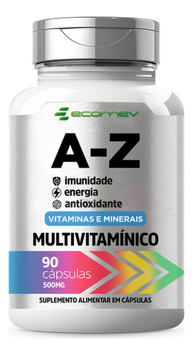 Multivitaminico A-z 22 Vitaminas 500mg 90cáp (rende 3 Meses)