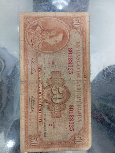 Billete Antiguo 50 Pesos Oro