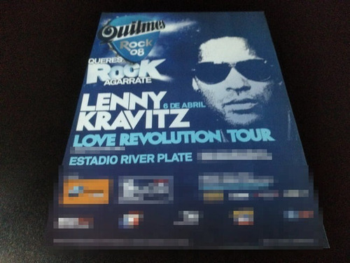(pd380) Publicidad Clipping Lenny Kravitz River Plate * 2008