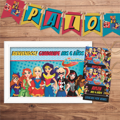 Kit Imprimible Super Héroes Dc Girls Cumpleaños Deco