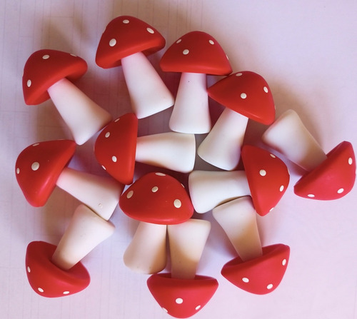 12 Apliques De Cogumelos De Biscuit Para Enfeites