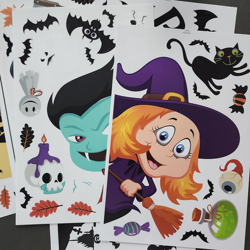 Adhesivos Para Ventanas De Halloween, 9 Hojas, Estáticas De