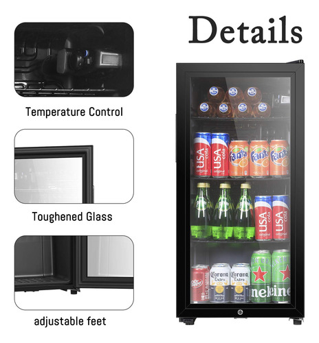 Mini Nevera De 90 Litros Con Puerta De Vidrio Para Bebidas