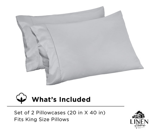 Juego De 2 Fundas De Almohada King 500 Hilos Plata