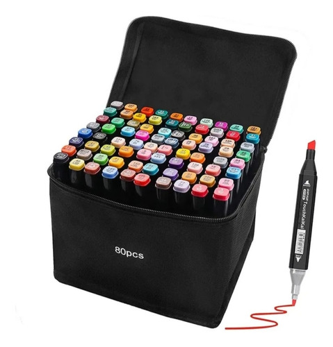 Marcadores De Dibujo X 80 Colores Doble Punta Base Alcohol