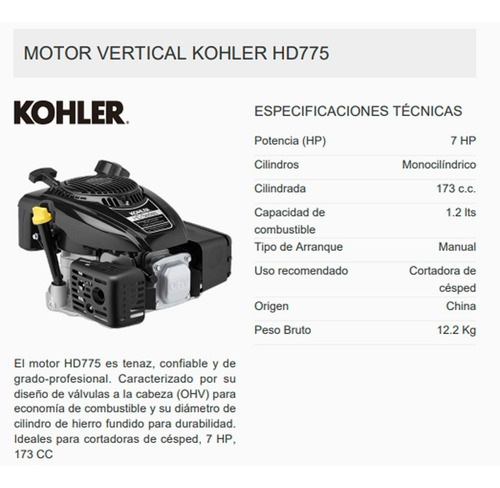 Motor Para Cortacesped Kohler 7,75hp