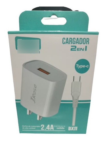 Cargador 2 En 1 Marca J&rose Tipo C Y Micro Color Blanco