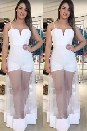 Macaquinho com saia longa transparente sales