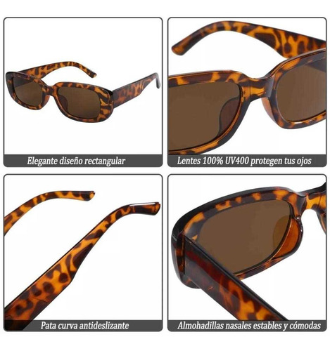 3piezas Gafas De Sol Rectangulares Estilo Retro De Diseñador