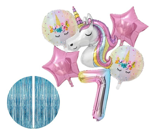 Globo Metalicos Unicornio 80cm - Kit Decoración Fiesta Niña