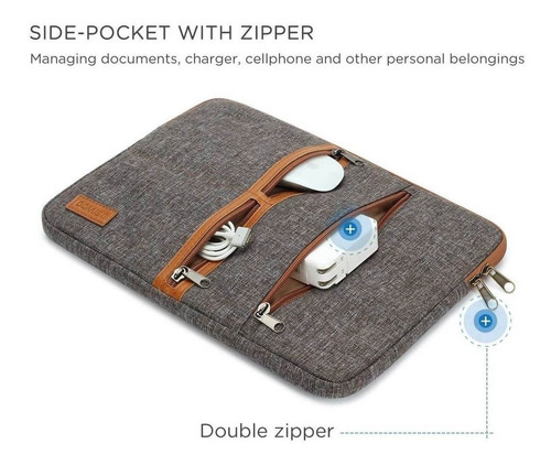 Imagen 3 de 6 de Funda Domiso De Lona Para Portátil 10'' 3 Capas/3 Bolosillos