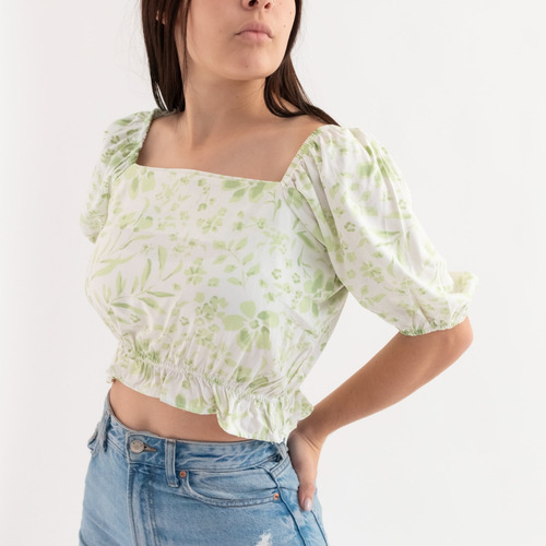 Imagen 3 de 5 de Blusa Nano, Lino Estampado Sienna #e4523