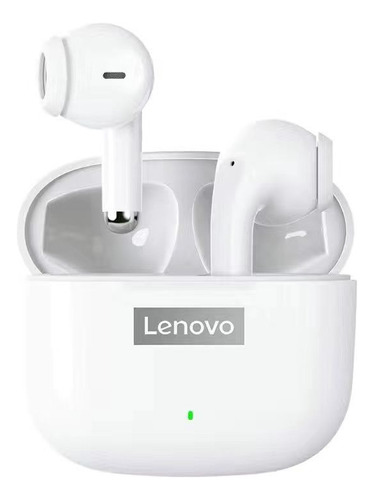 Auriculares in-ear gamer inalámbricos Lenovo LP40 Pro blanco con luz LED