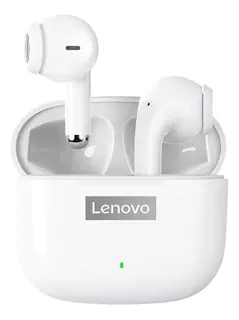 Audífonos in-ear gamer inalámbricos Lenovo LP40 Pro blanco con luz LED