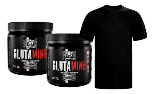 2x Glutamina 350g Darkness Integral Médica + Camiseta