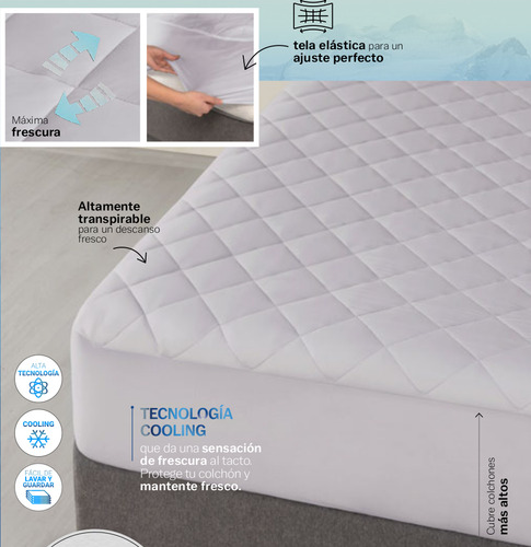 Protector De Colchón King Size Cooling Vianney Blanco Fresco