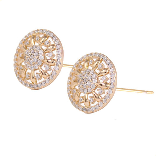 Aretes Circulares Broqueles Con Cristales Swarovski Oro Lam